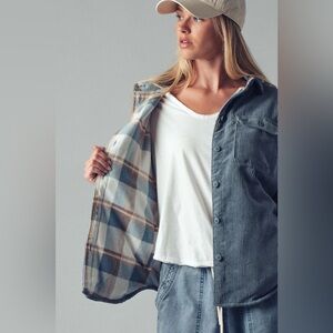 Reversible Corduroy and Plaid Shacket